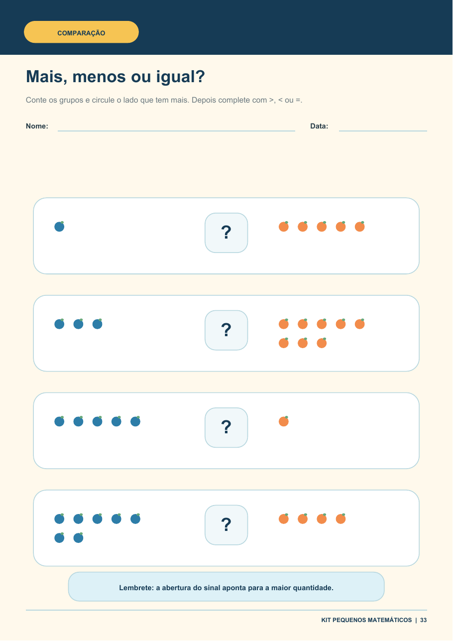 Atividade do Kit Pequenos Matemáticos